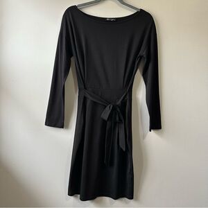 Pretty Garden Elegant Black Boat Neck Long Sleeve Tie Front Formal Dress Size M
